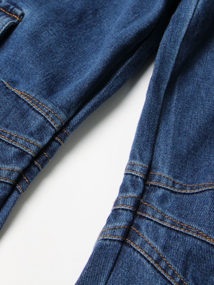 TWOTWINSTYLE Spliced Pocket Loose Casual Denim Pants