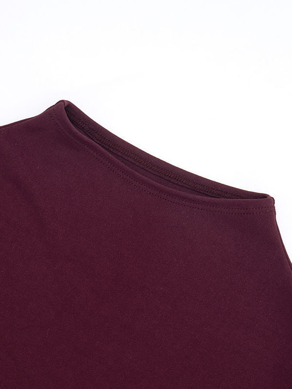 TWOTWINSTYLE Long Sleeve Asymmetrical Hem Vintage Dress