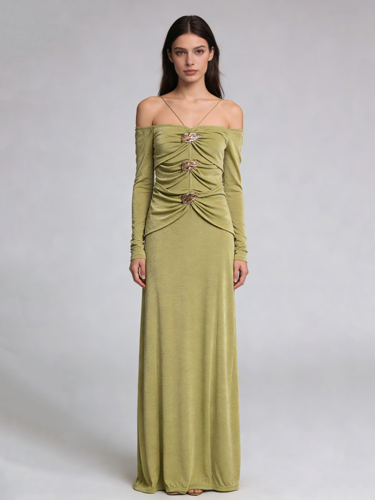 TWOTWINSTYLE Off Shoulder Slimming Elegant Maxi Dress