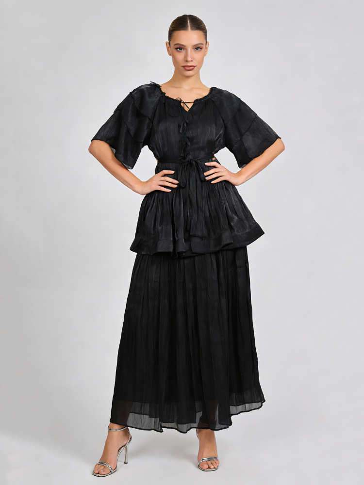TWOTWINSTYLE Round Neck High Waist Minimalist Dress