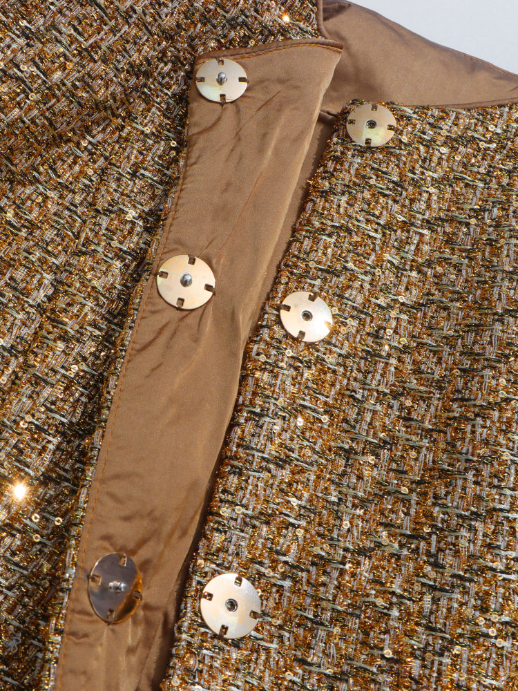 TWOTWINSTYLE Round Neck Patchwork Button Tunic Temperament Coat