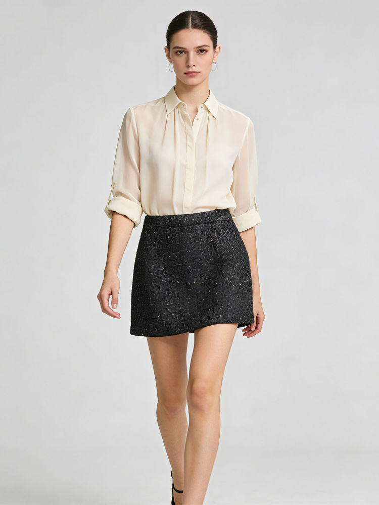 TWOTWINSTYLE Solid Loose Spliced Sequins Vintage Skirt