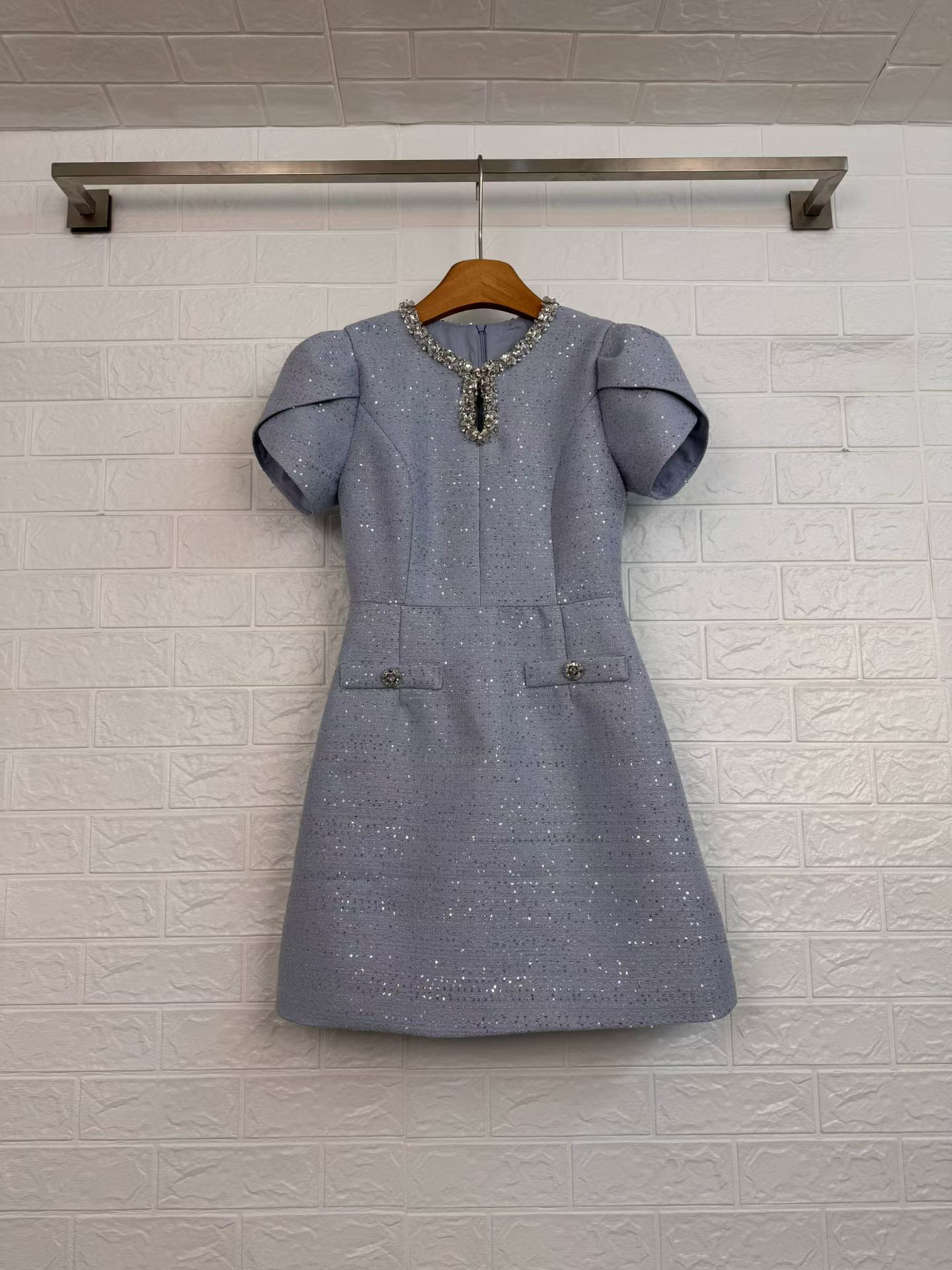 TWOTWINSTYLE Solid Patchwork Diamond Tunic Mini Dress