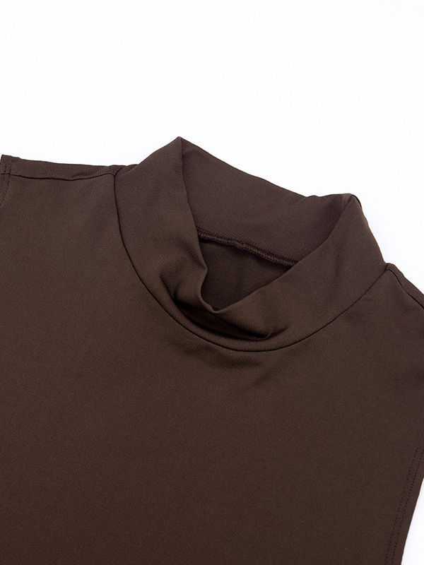 TWOTWINSTYLE Stand Collar Off Shoulder Slimming Chic Dress