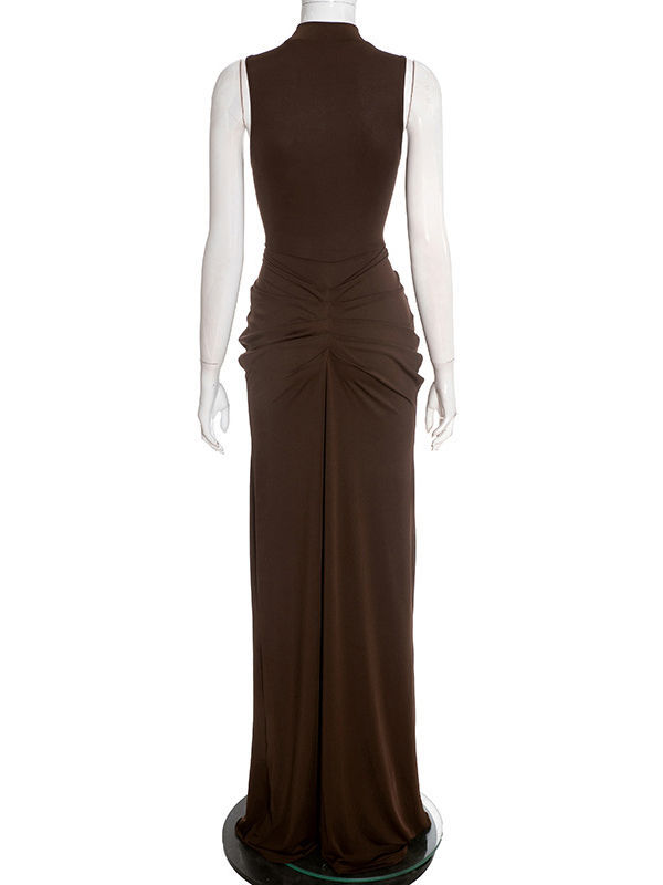 TWOTWINSTYLE Stand Collar Off Shoulder Slimming Chic Dress