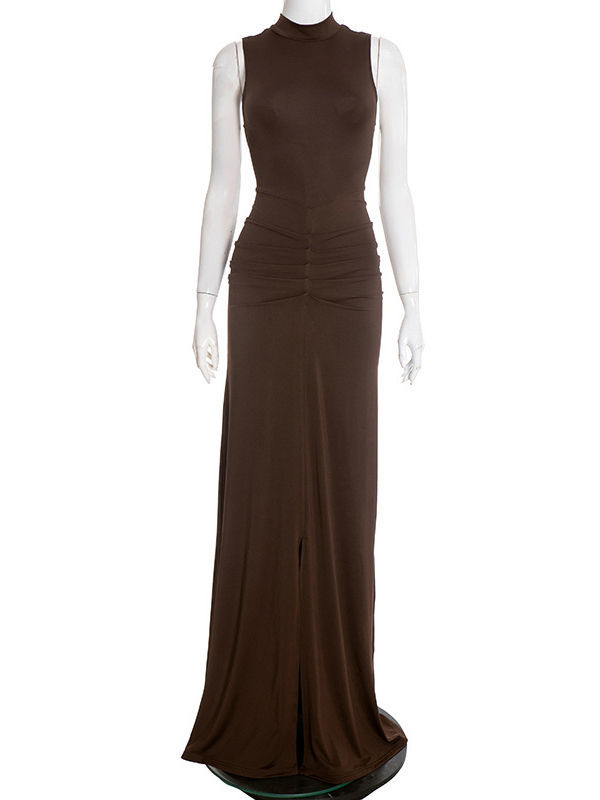 TWOTWINSTYLE Stand Collar Off Shoulder Slimming Chic Dress