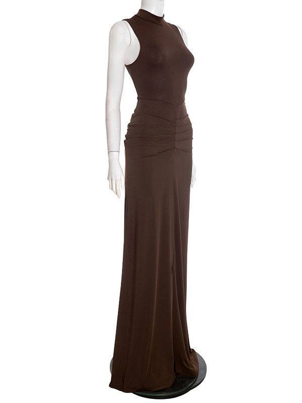TWOTWINSTYLE Stand Collar Off Shoulder Slimming Chic Dress