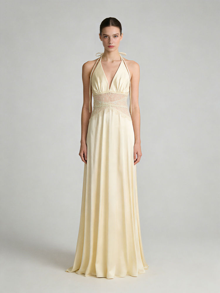 TWOTWINSTYLE Backless Tunic Spliced Lace Chic Maxi Dress