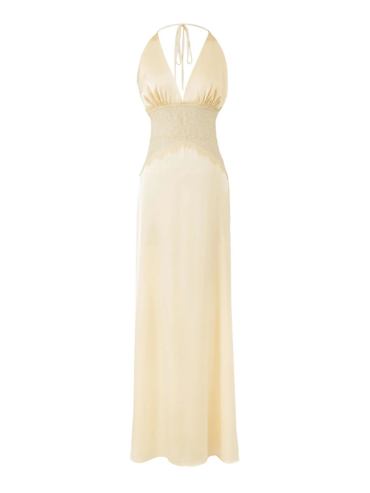 TWOTWINSTYLE Backless Tunic Spliced Lace Chic Maxi Dress