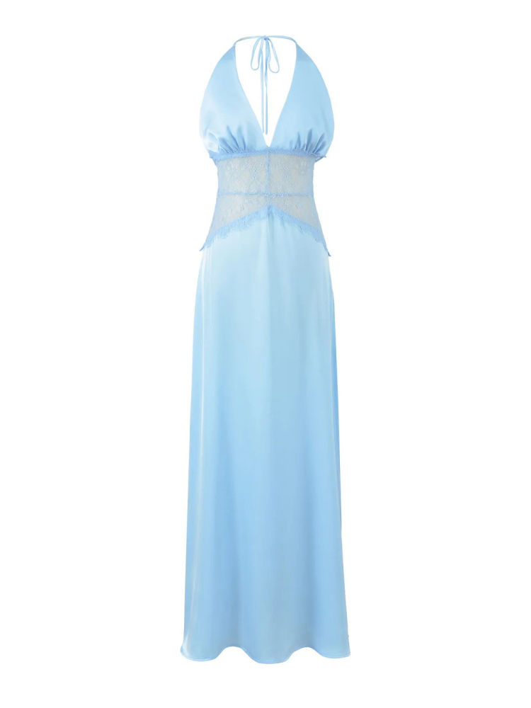 TWOTWINSTYLE Backless Tunic Spliced Lace Chic Maxi Dress