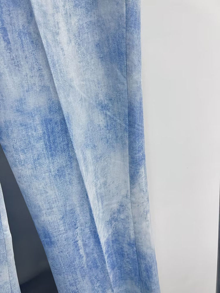 TWOTWINSTYLE Lapel Spliced Single Breasted Blue and white Tie Dye Fashion Two Piece Set