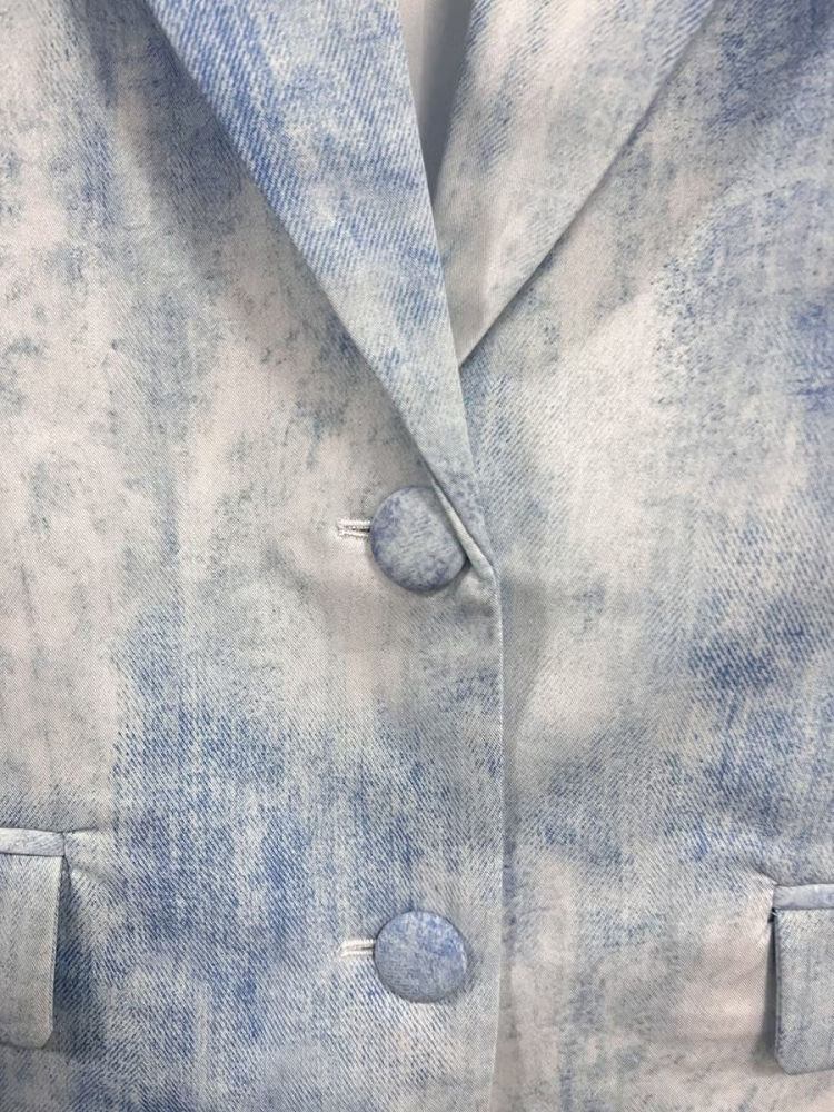 TWOTWINSTYLE Lapel Spliced Single Breasted Blue and white Tie Dye Fashion Two Piece Set
