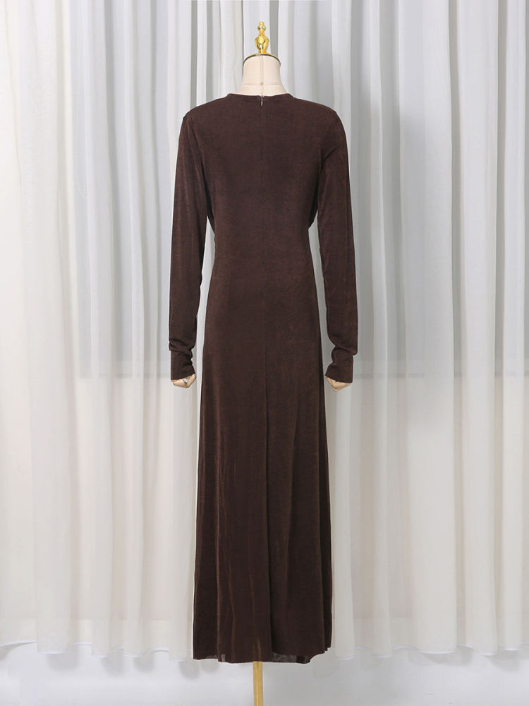 TWOTWINSTYLE Long Sleeve Side Split High Waist Vintage Dress