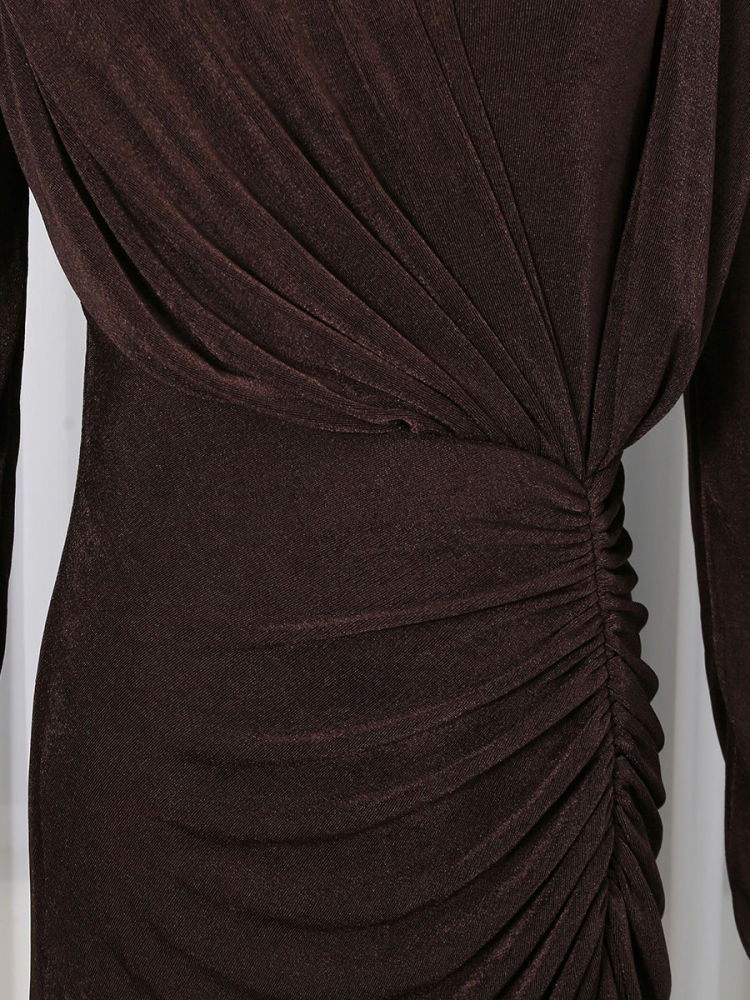 TWOTWINSTYLE Long Sleeve Side Split High Waist Vintage Dress