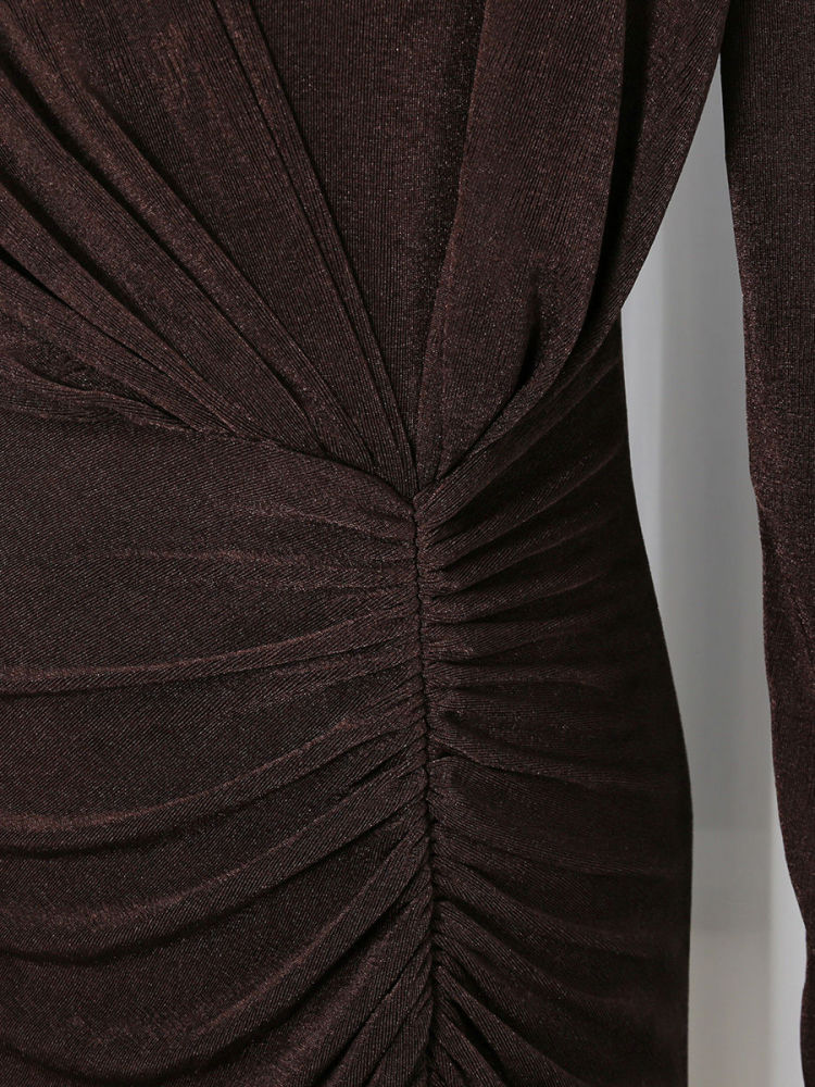 TWOTWINSTYLE Long Sleeve Side Split High Waist Vintage Dress