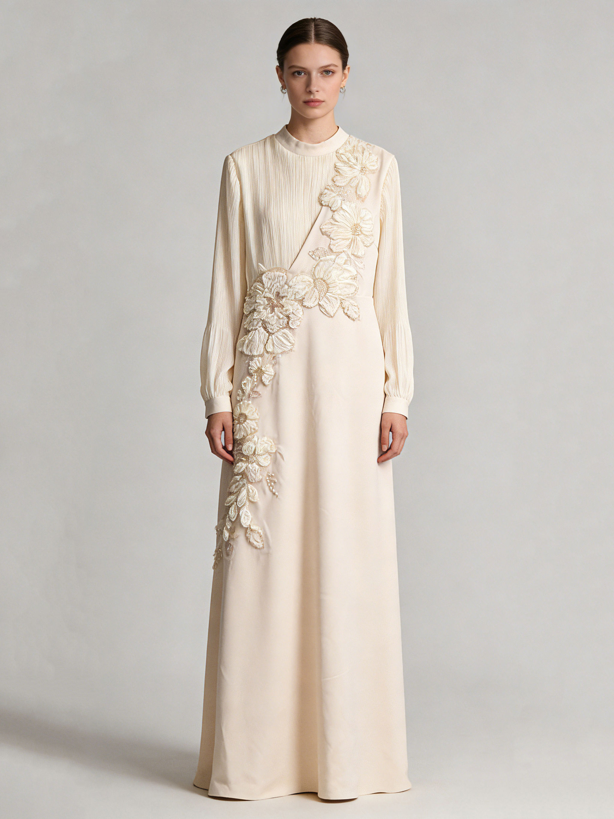 TWOTWINSTYLE Round Neck Patchwork Flower Elegant Dress