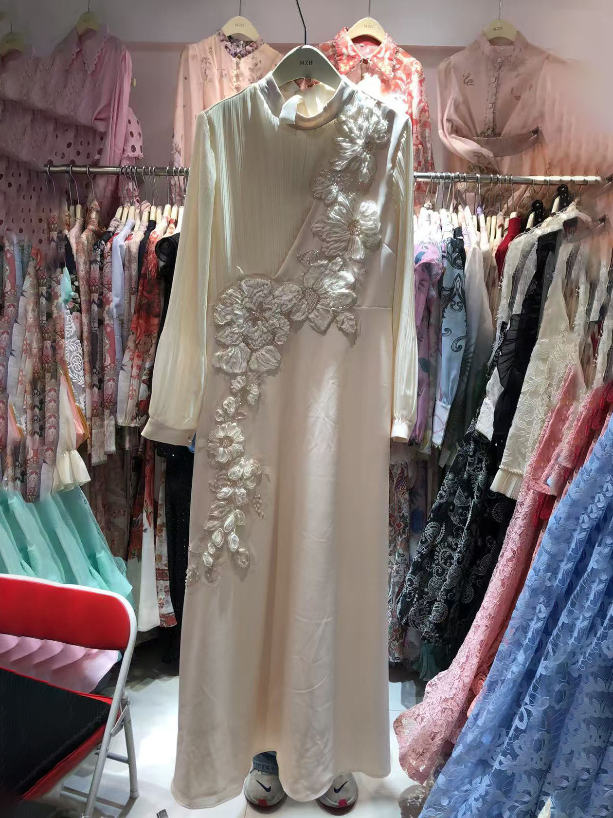 TWOTWINSTYLE Round Neck Patchwork Flower Elegant Dress