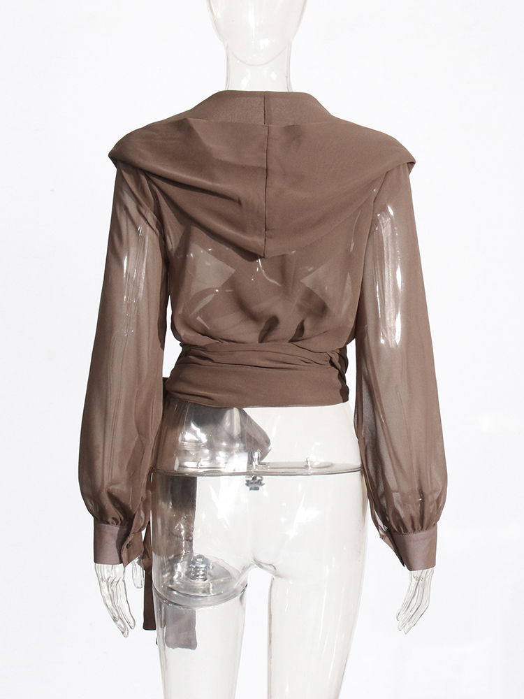 TWOTWINSTYLE Solid Patchwork Hooded Tunic Fashion Shirt