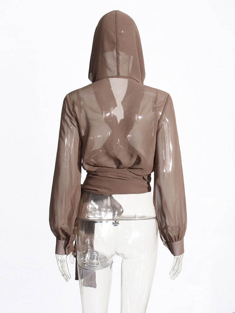 TWOTWINSTYLE Solid Patchwork Hooded Tunic Fashion Shirt