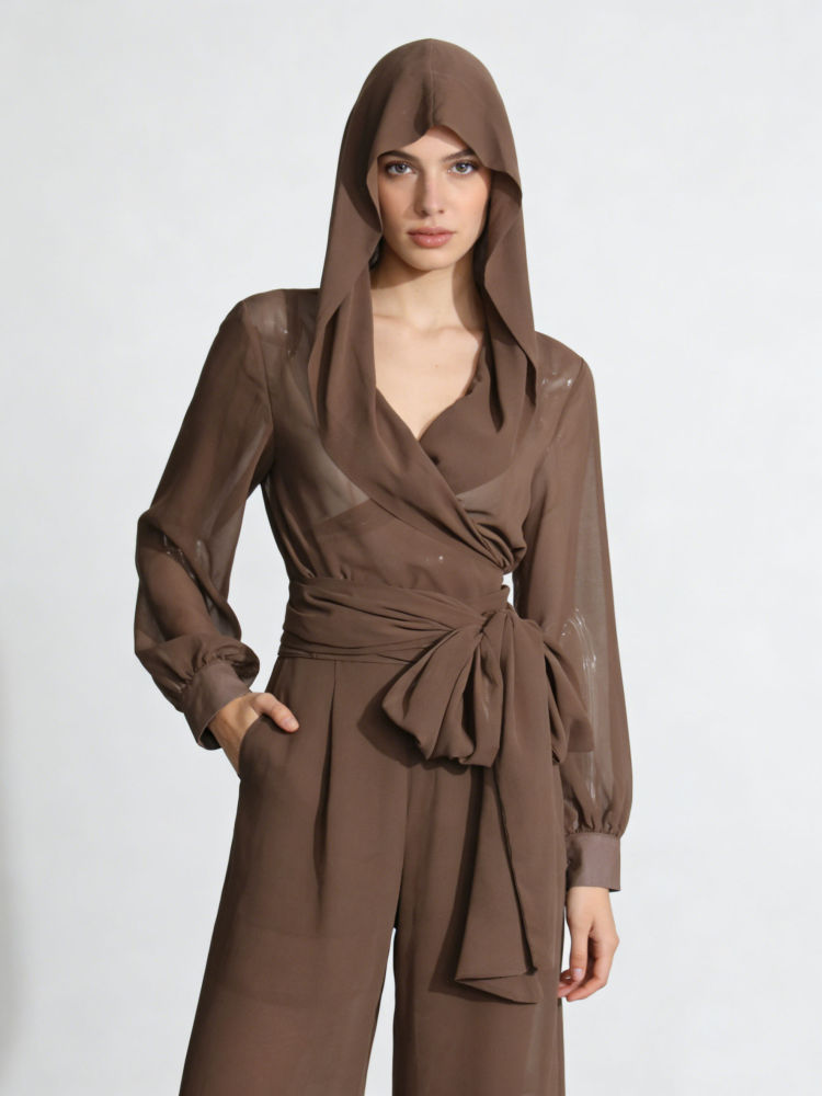 TWOTWINSTYLE Solid Patchwork Hooded Tunic Fashion Shirt