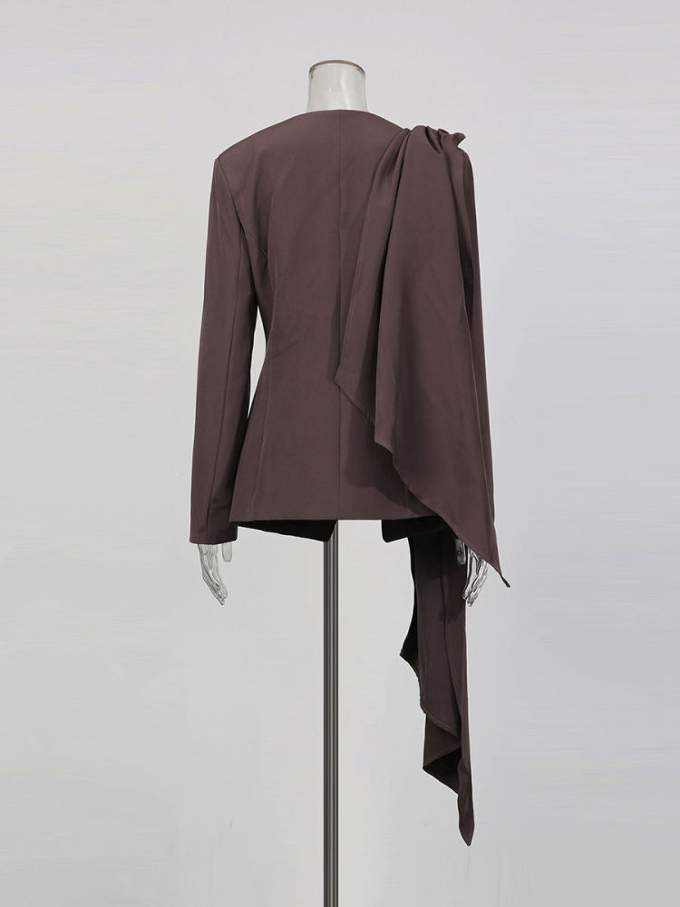 TWOTWINSTYLE V Neck Spliced Lace Up Tunic Chic Blazers