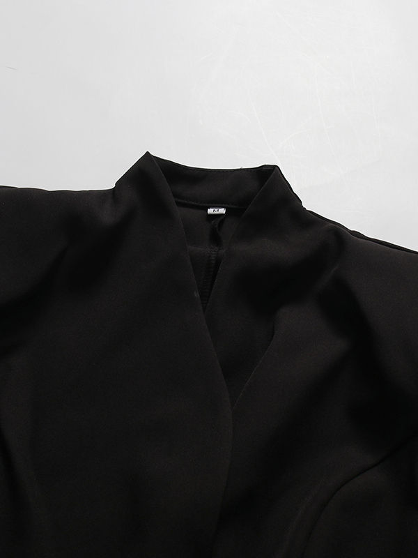 TWOTWINSTYLE Stand Collar Tunic Spliced Metal Btton Mini Dress
