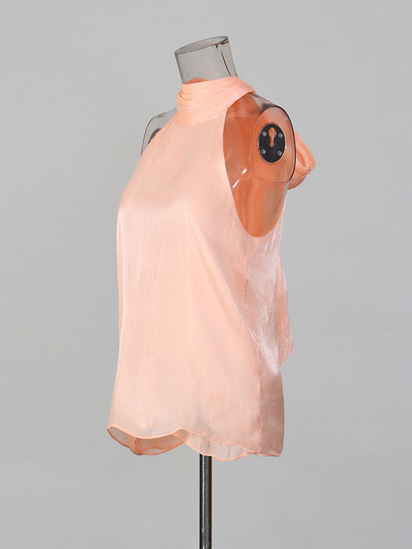 TWOTWINSTYLE Solid Sleeveless Spliced Bowknot Chic Shirt