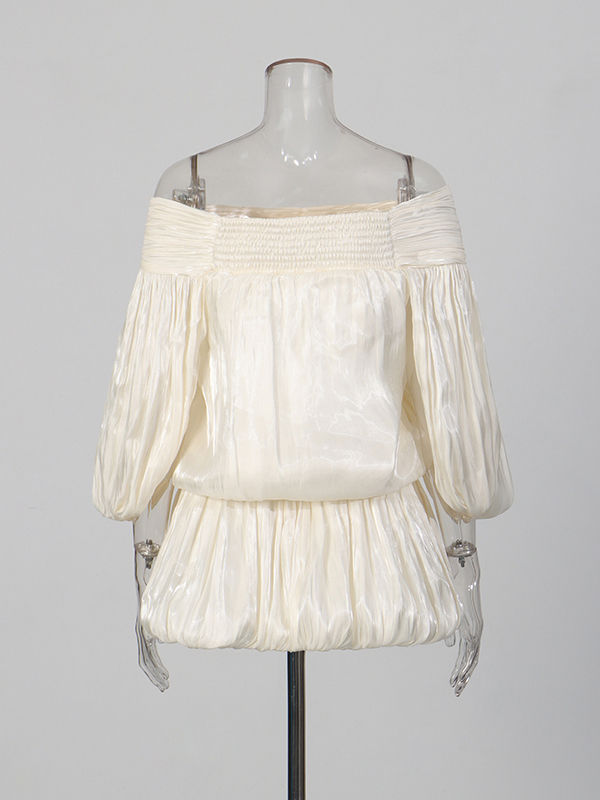 TWOTWINSTYLE Off Shoulder Patchwork Metal Tunic Dress