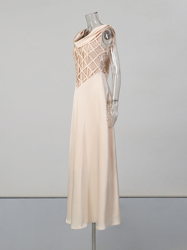 TWOTWINSTYLE Draped Neckline Sleeveless Hollow Out Straps Fashion Dress