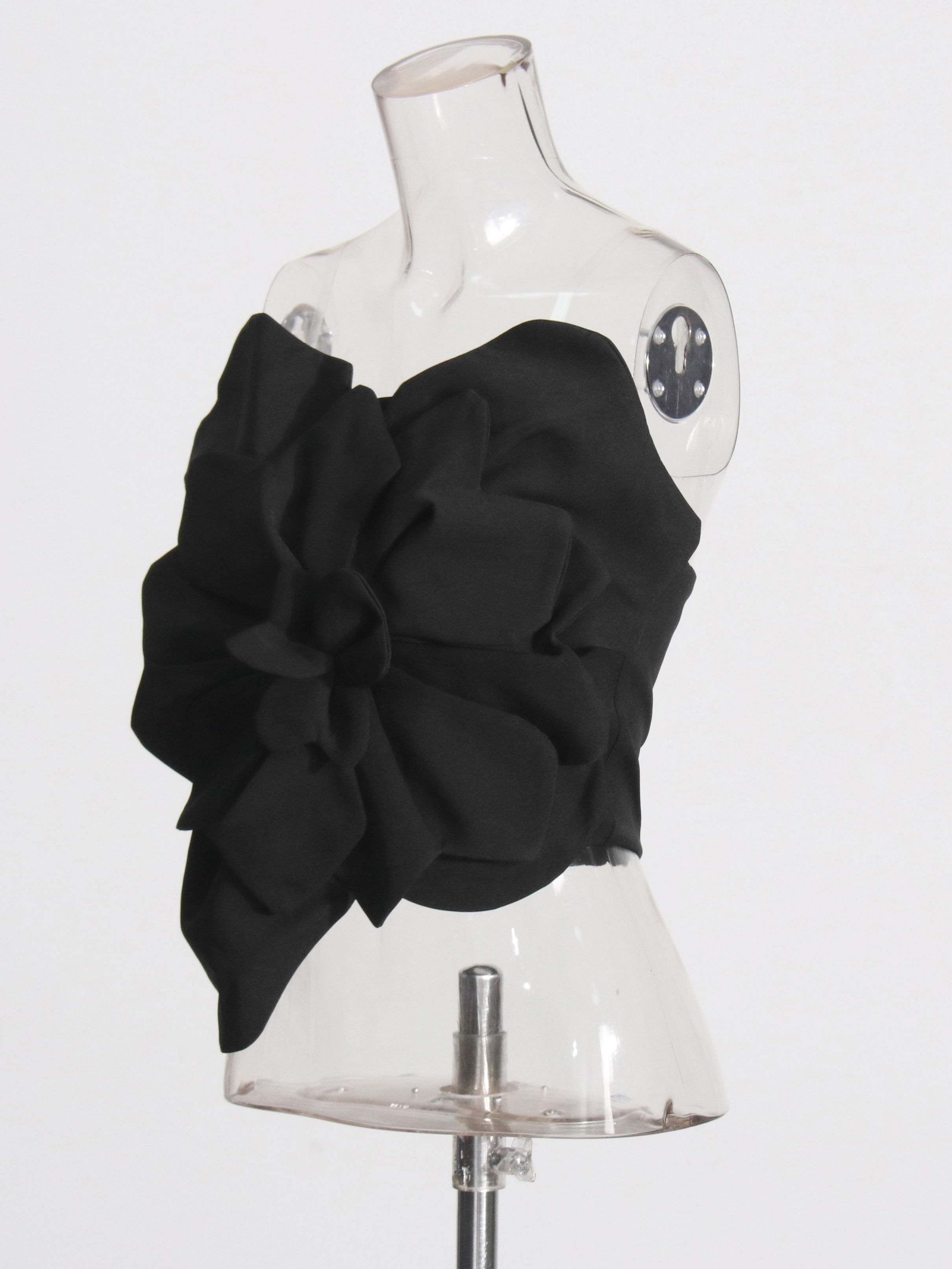 TWOTWINSTYLE Off Shoulder Patchwork 3D Flower Sexy Vest