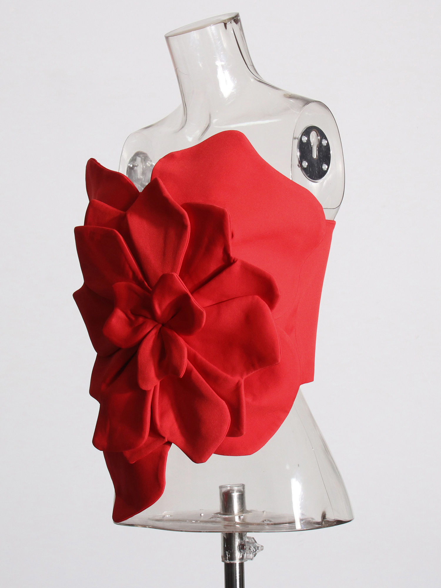 TWOTWINSTYLE Off Shoulder Patchwork 3D Flower Sexy Vest