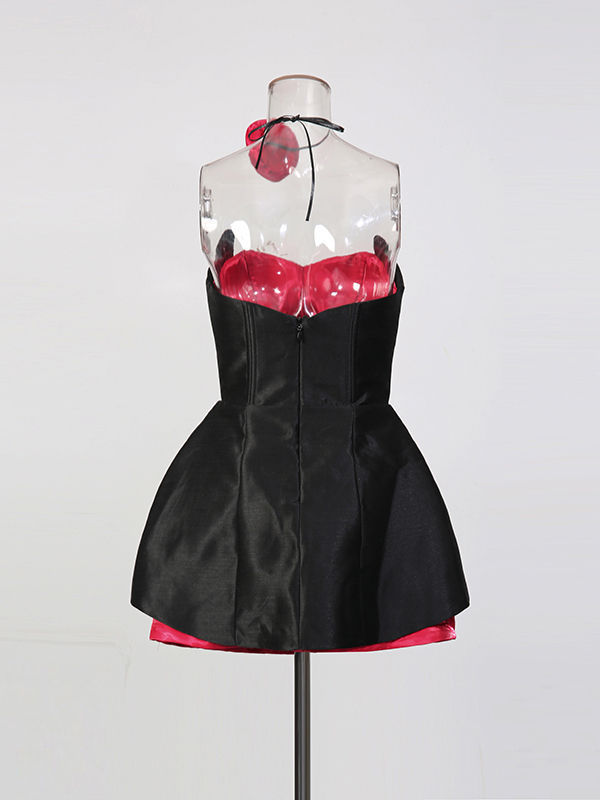 TWOTWINSTYLE Off Shoulder Spliced 3D Flower Slimming Mini Dress