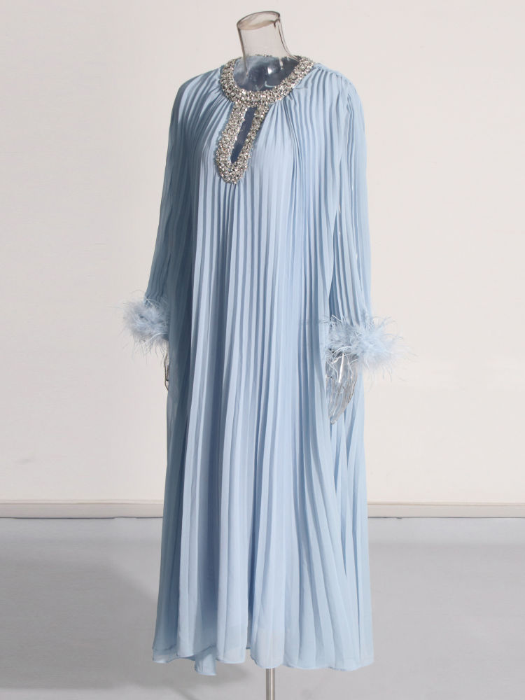 TWOTWINSTYLE Round Neck Spliced Diamond Fashion Dress