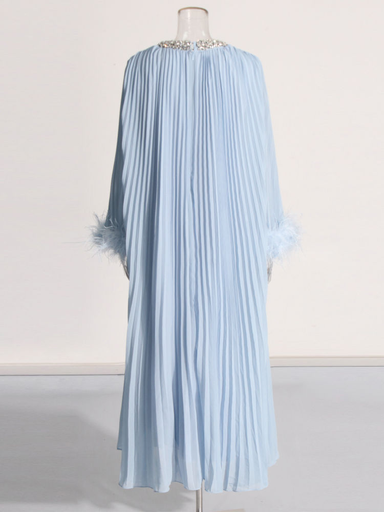 TWOTWINSTYLE Round Neck Spliced Diamond Fashion Dress