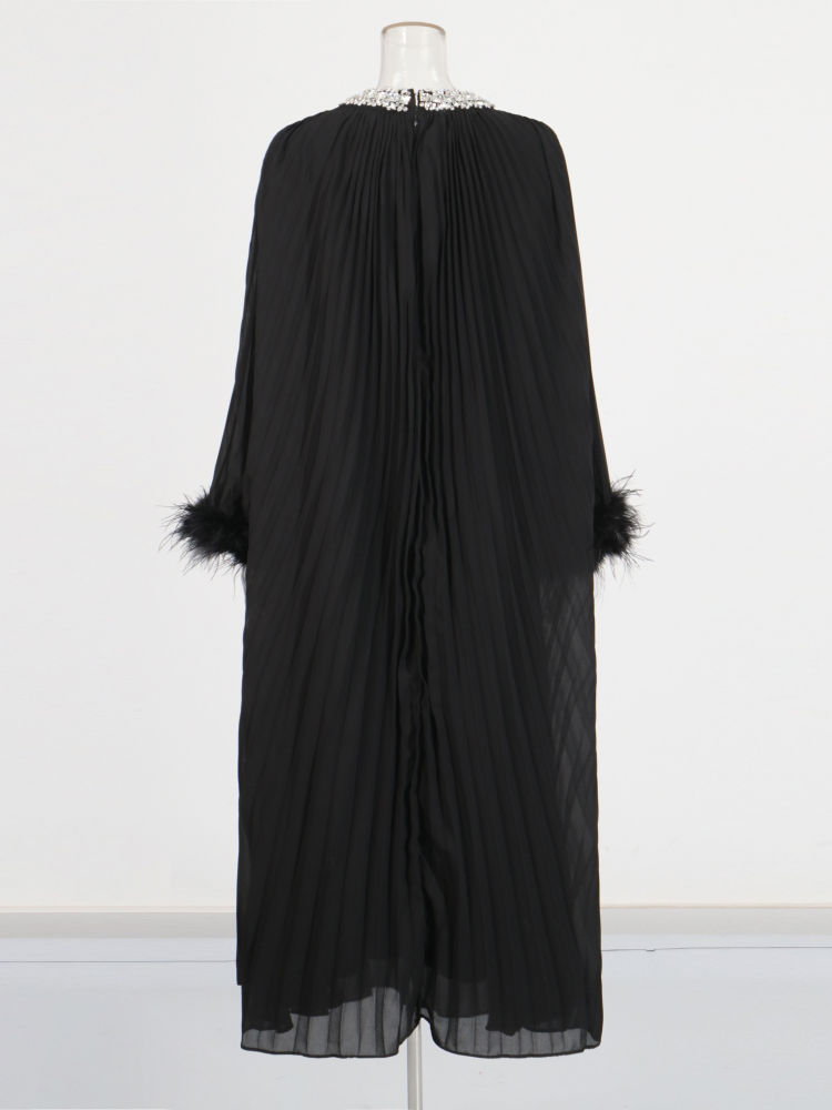 TWOTWINSTYLE Round Neck Spliced Diamond Fashion Dress