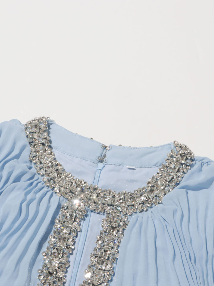 TWOTWINSTYLE Round Neck Spliced Diamond Fashion Dress