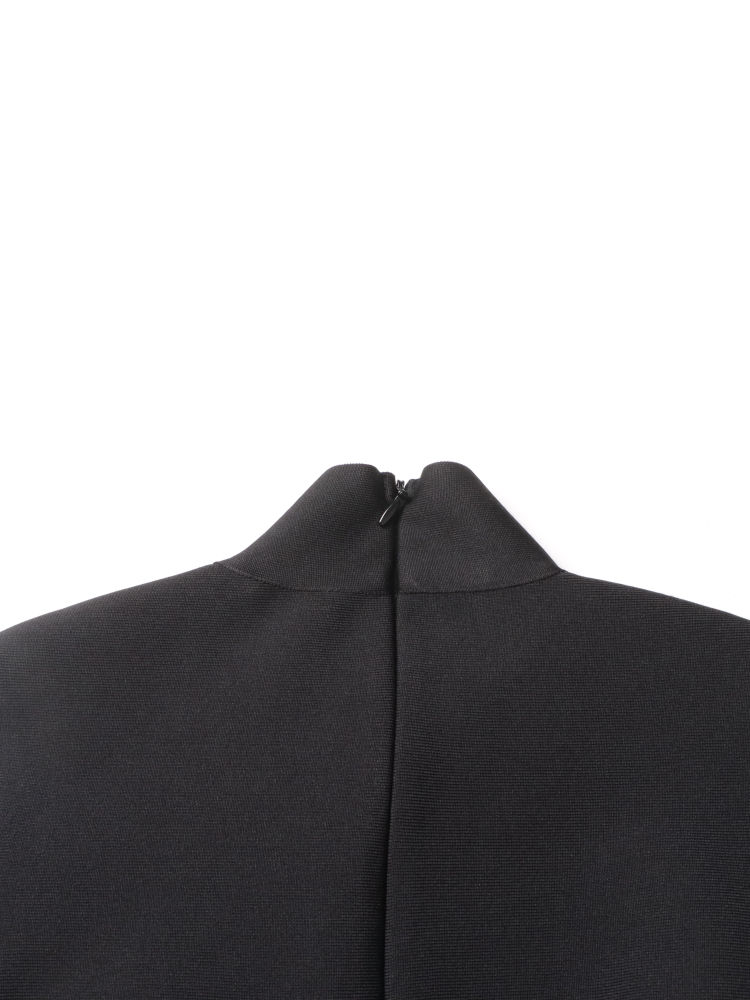 TWOTWINSTYLE Stand Collar Tunic Patchwork Diamond Chic Dress