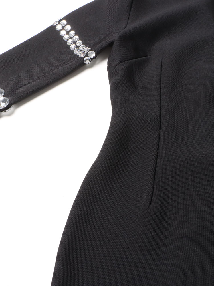 TWOTWINSTYLE Stand Collar Tunic Patchwork Diamond Chic Dress