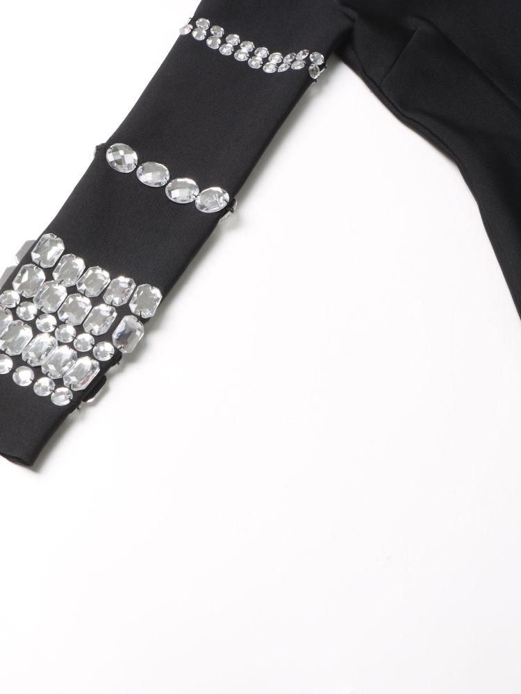 TWOTWINSTYLE Stand Collar Tunic Patchwork Diamond Chic Dress
