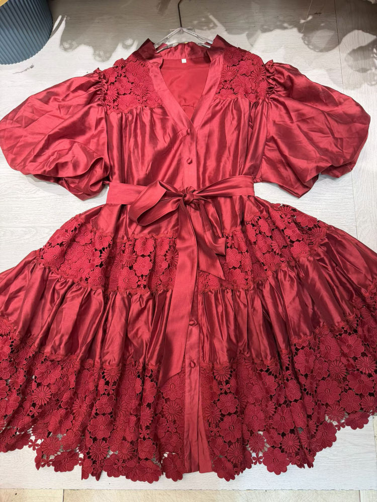 TWOTWINSTYLE V Neck Tunic Patchwork Flower Mnimalist Dress