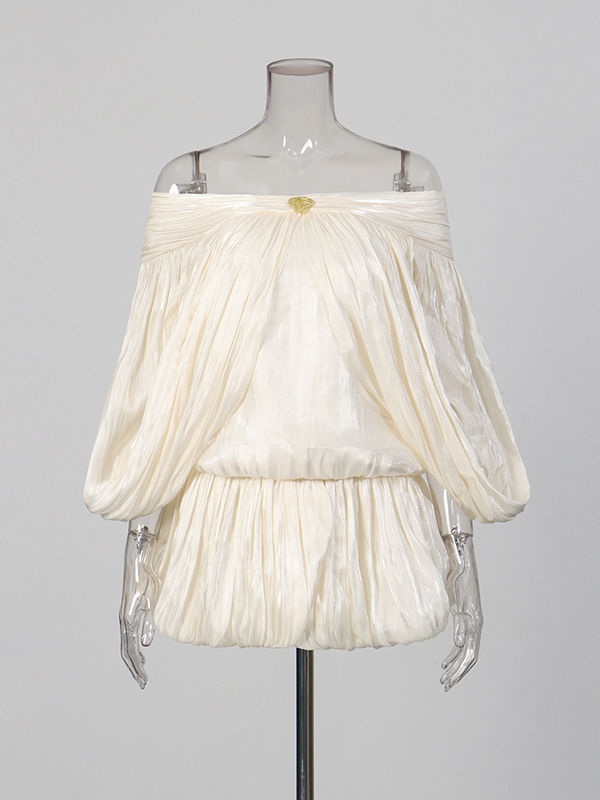 TWOTWINSTYLE Off Shoulder Patchwork Metal Tunic Dress