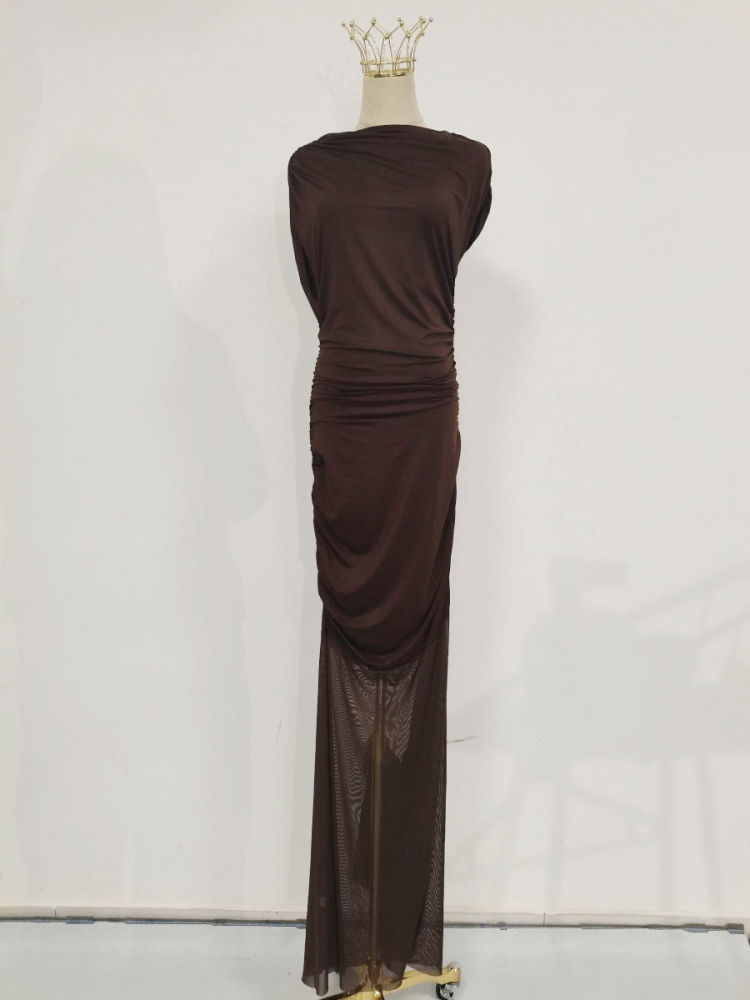 TWOTWINSTYLE Slimming Patchwork Mesh Minimalist Dress