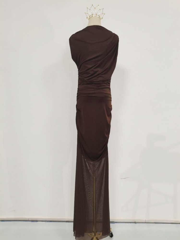 TWOTWINSTYLE Slimming Patchwork Mesh Minimalist Dress