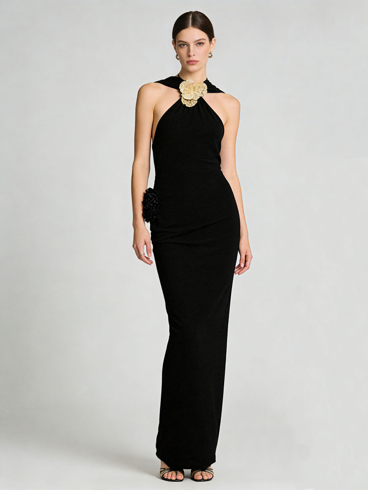 TWOTWINSTYLE Off Shoulder Patchwork Metal Jewelry Slimming Dress