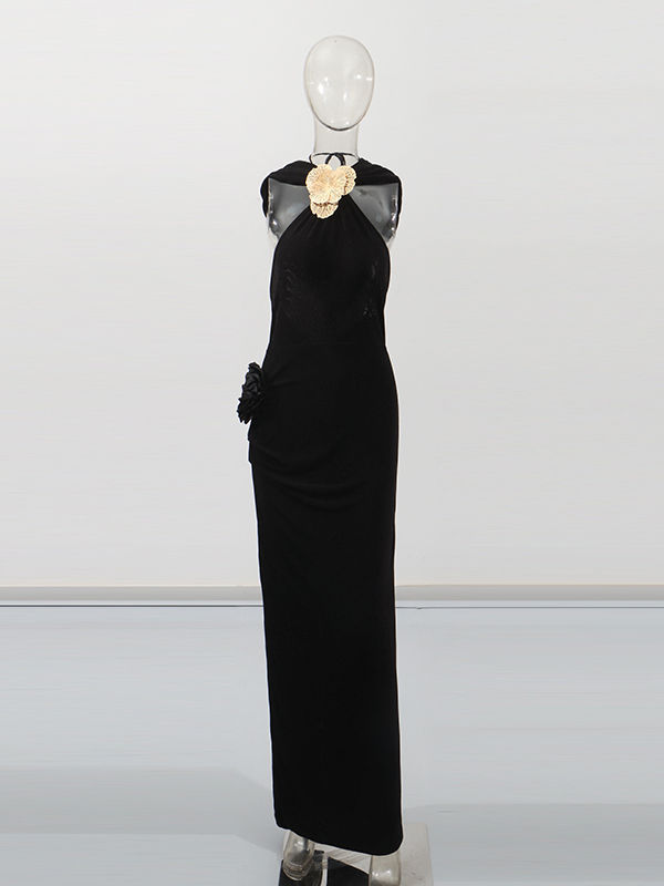 TWOTWINSTYLE Off Shoulder Patchwork Metal Jewelry Slimming Dress