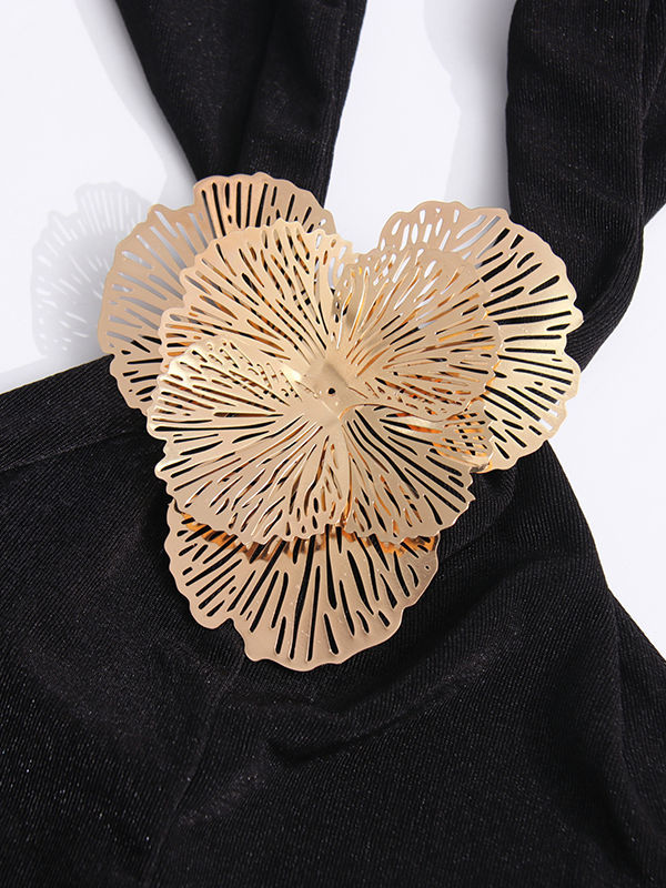 TWOTWINSTYLE Off Shoulder Patchwork Metal Jewelry Slimming Dress