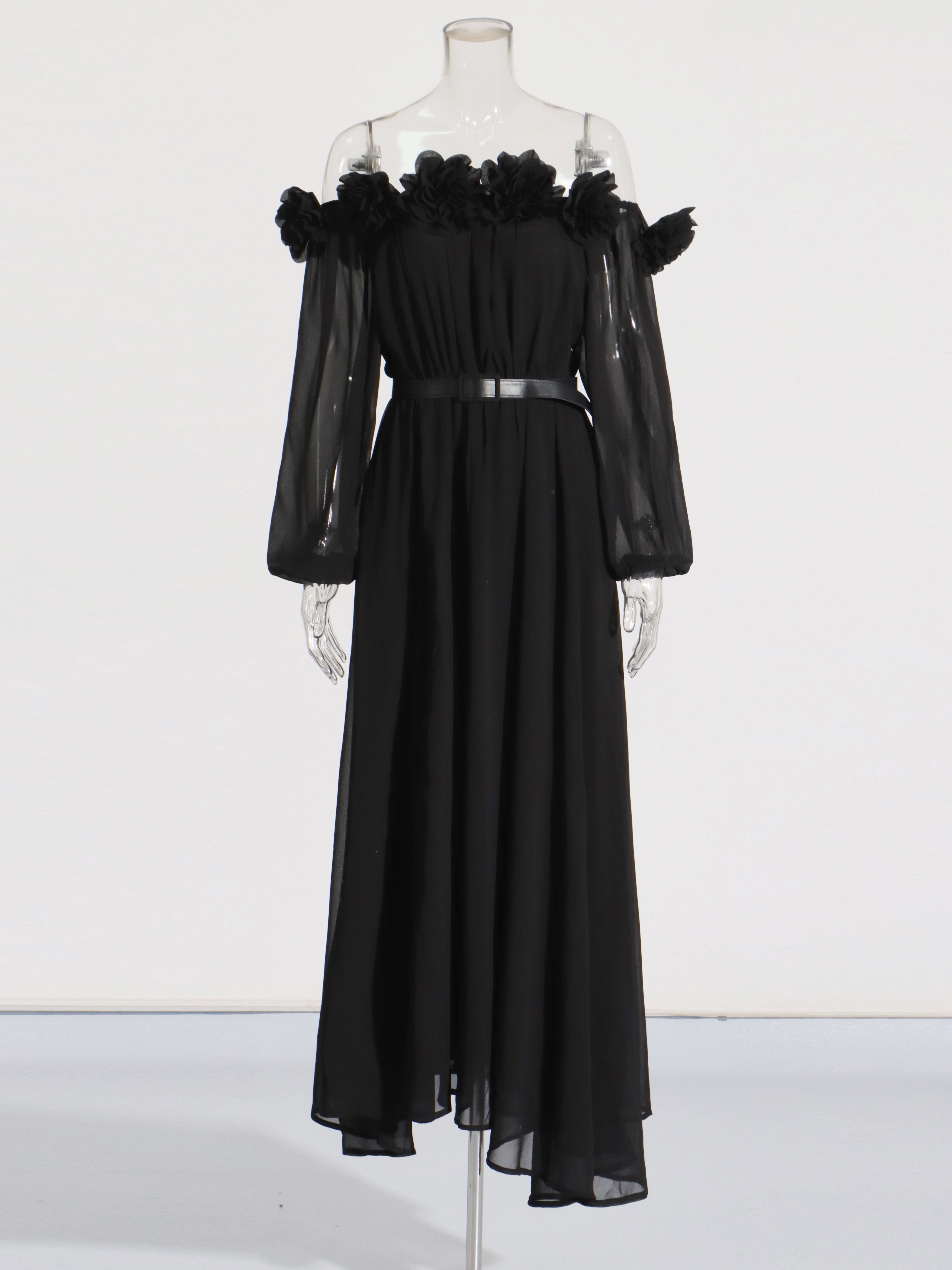 TWOTWINSTYLE Off Shoulder Spliced 3D Flower Tunic Elegant Dress