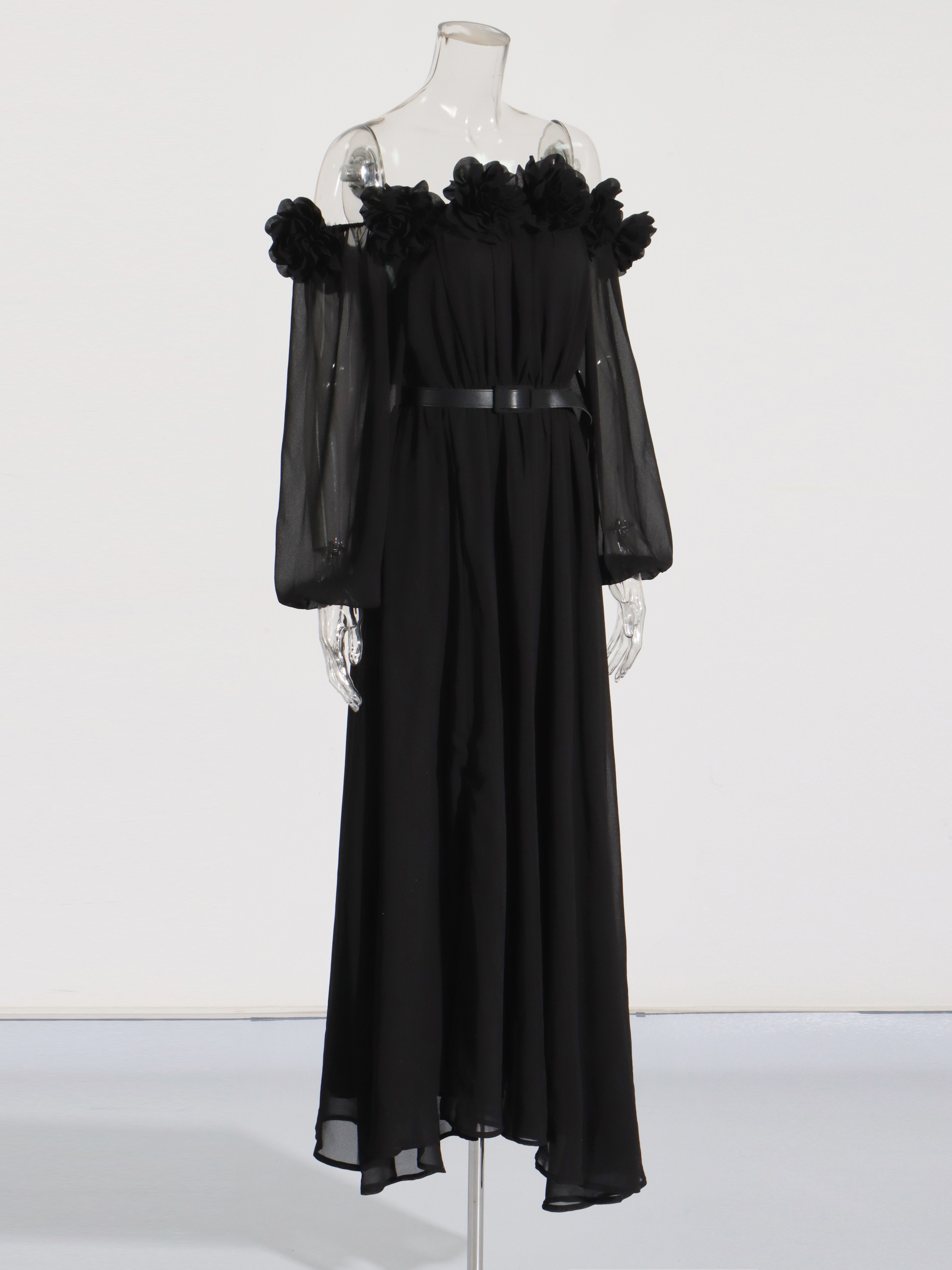 TWOTWINSTYLE Off Shoulder Spliced 3D Flower Tunic Elegant Dress