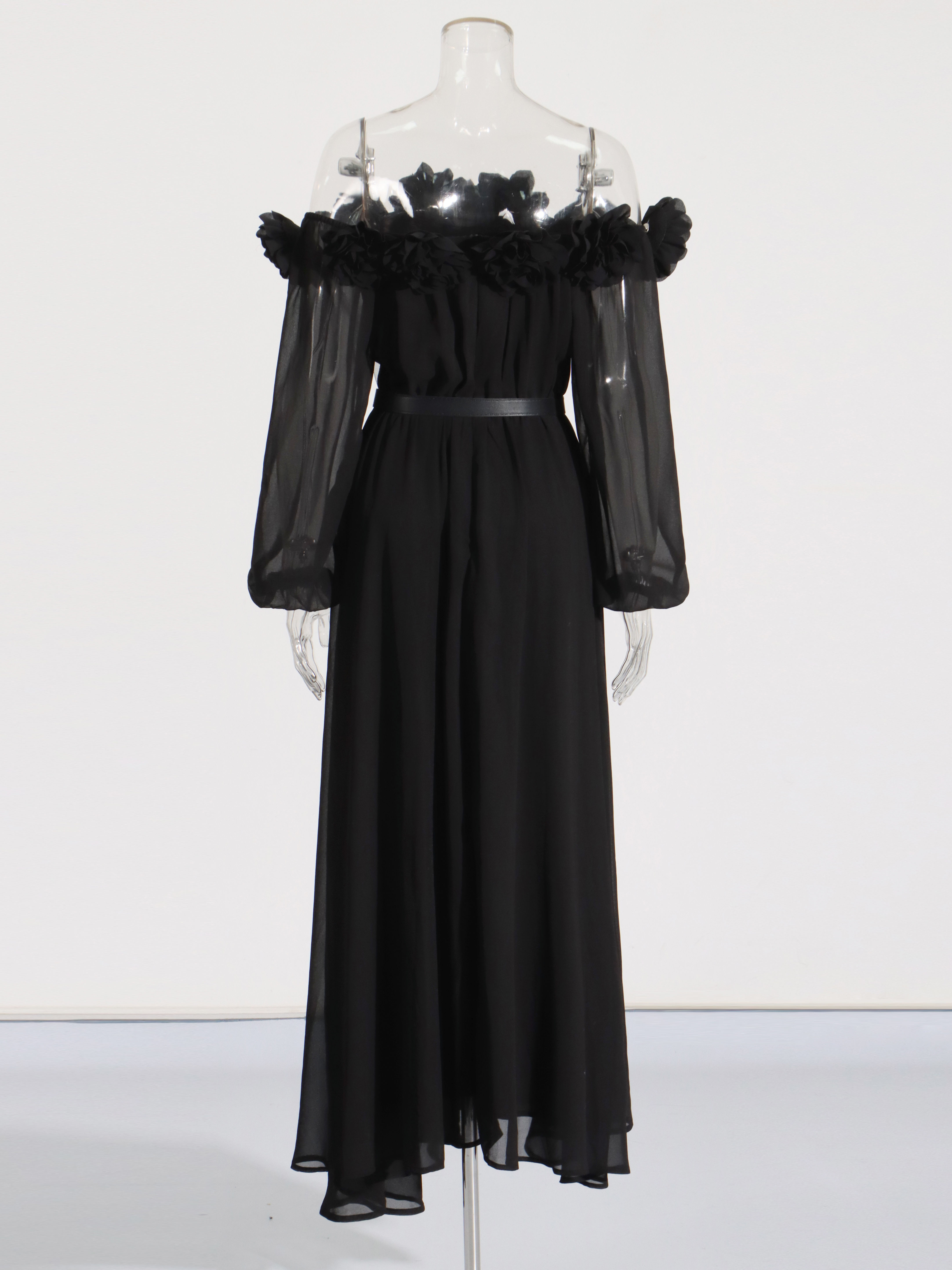 TWOTWINSTYLE Off Shoulder Spliced 3D Flower Tunic Elegant Dress