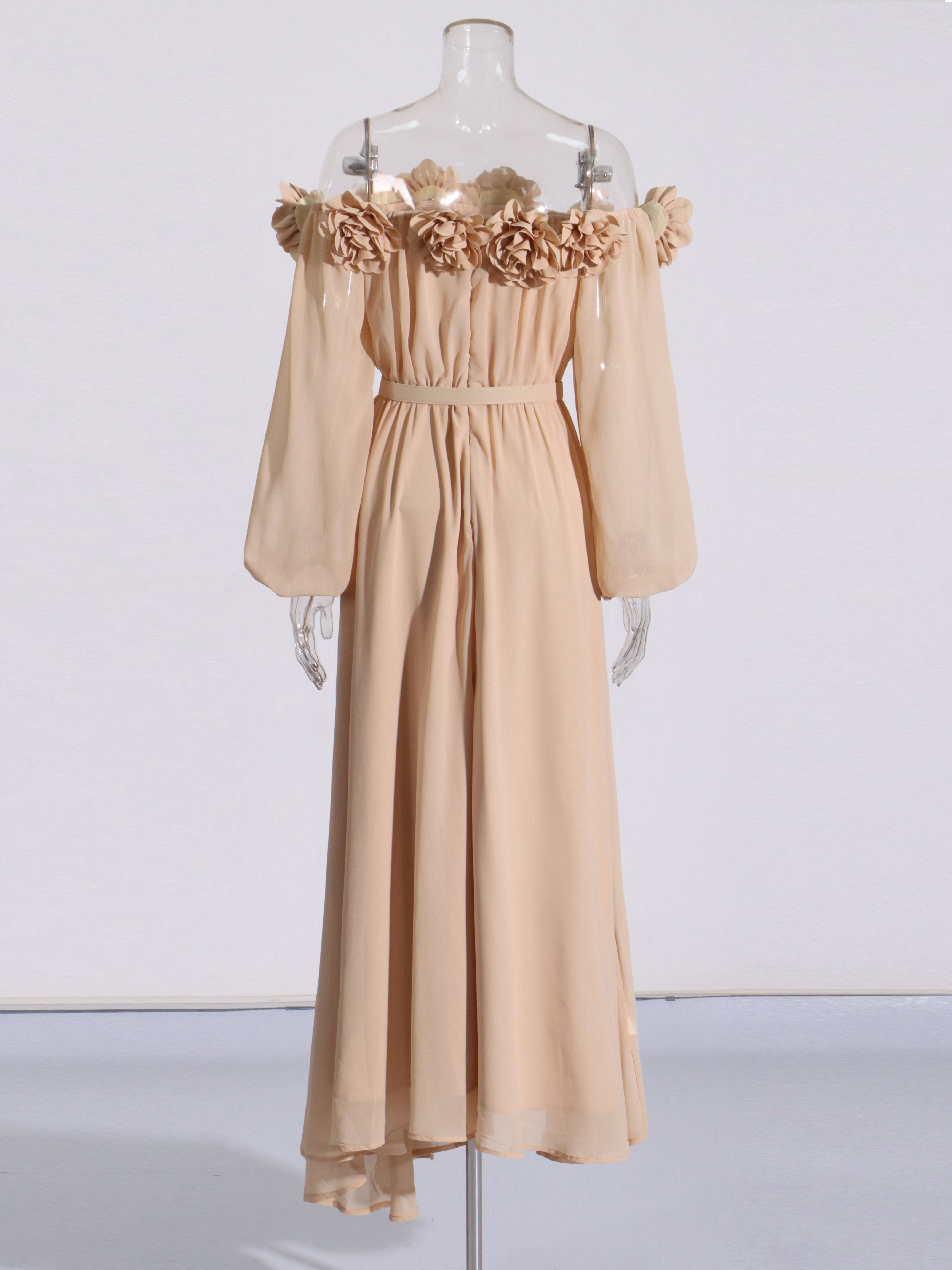 TWOTWINSTYLE Off Shoulder Spliced 3D Flower Tunic Elegant Dress